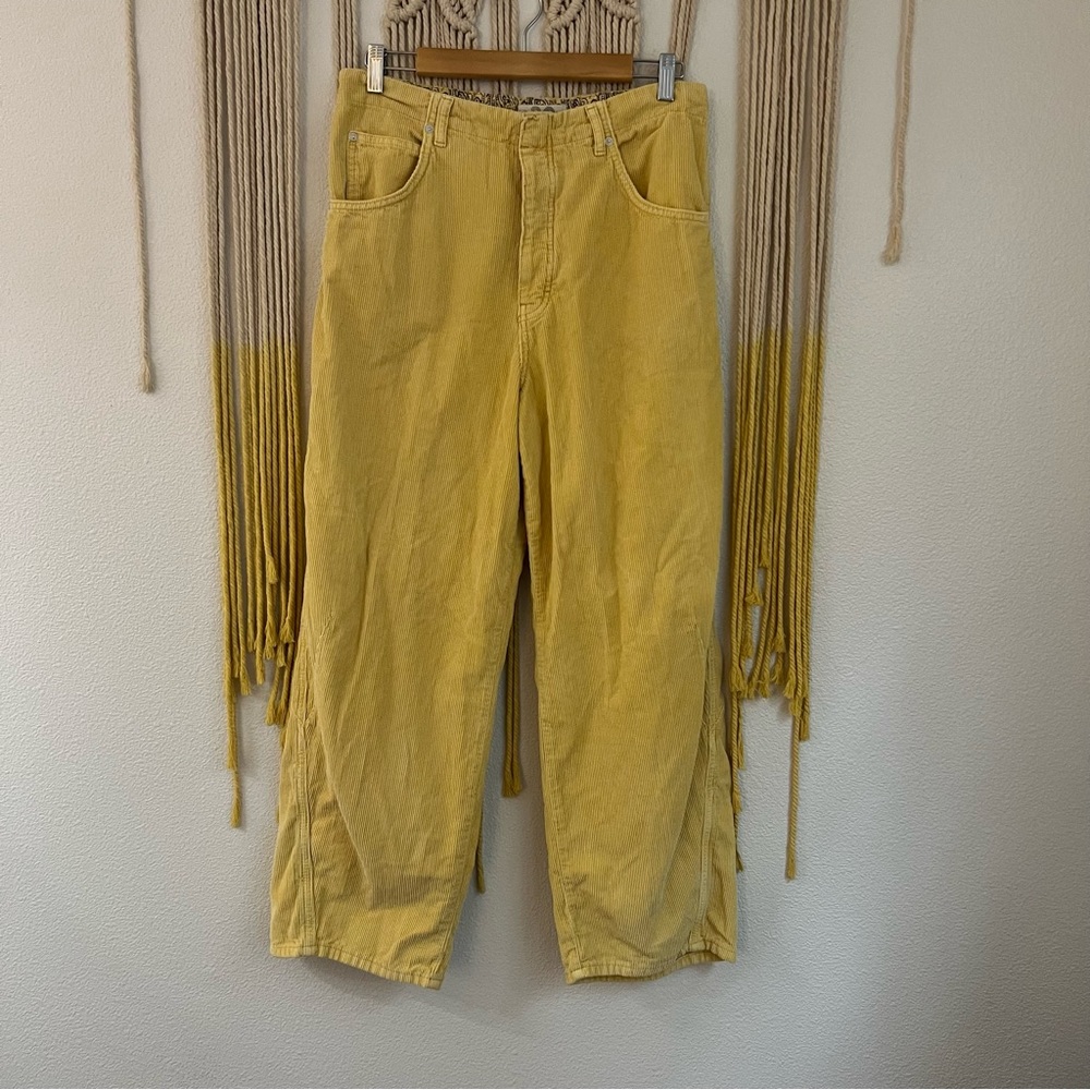 We The Free Wide Leg Corduroy Pants in Mustard Yellow